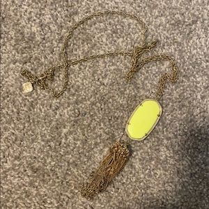 Kendra Scott Rayne Tassle Necklace in Neon Yellow